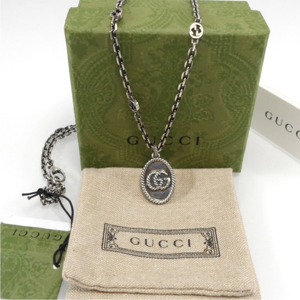 Gucci GG Marmont Interlocking Silver Necklace